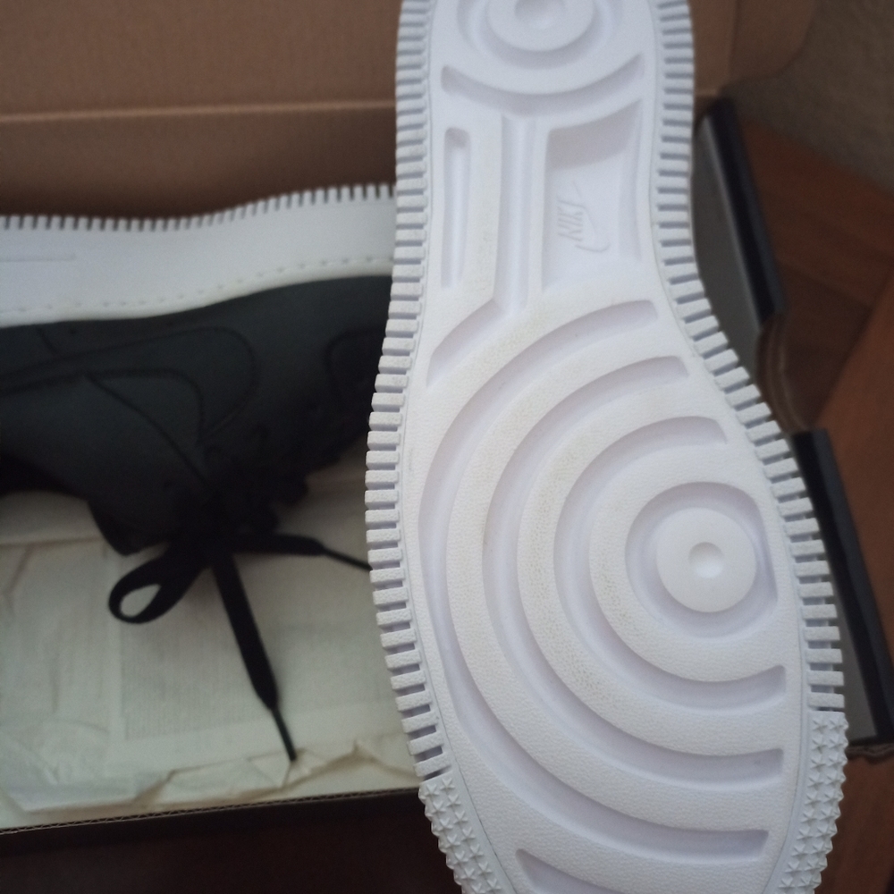 Authentic Nike Air Force 1 black leather with white soles brand new inbox shoes - Picture 4 of 10